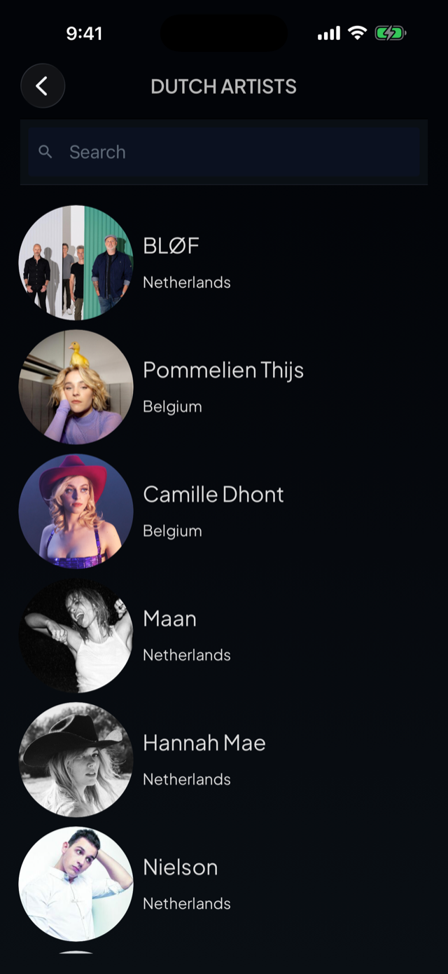 lyricfluent learn Dutch with music browse-artists screenshot