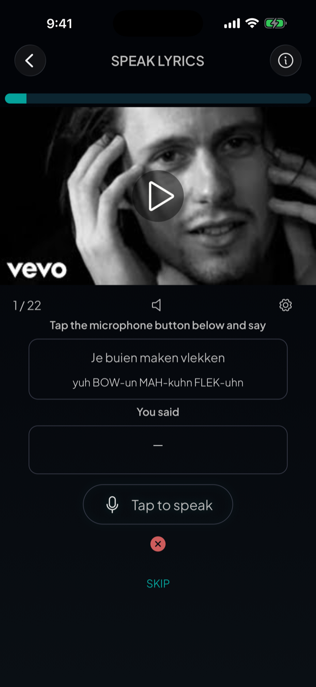 lyricfluent learn Dutch with music speak-lyrics screenshot