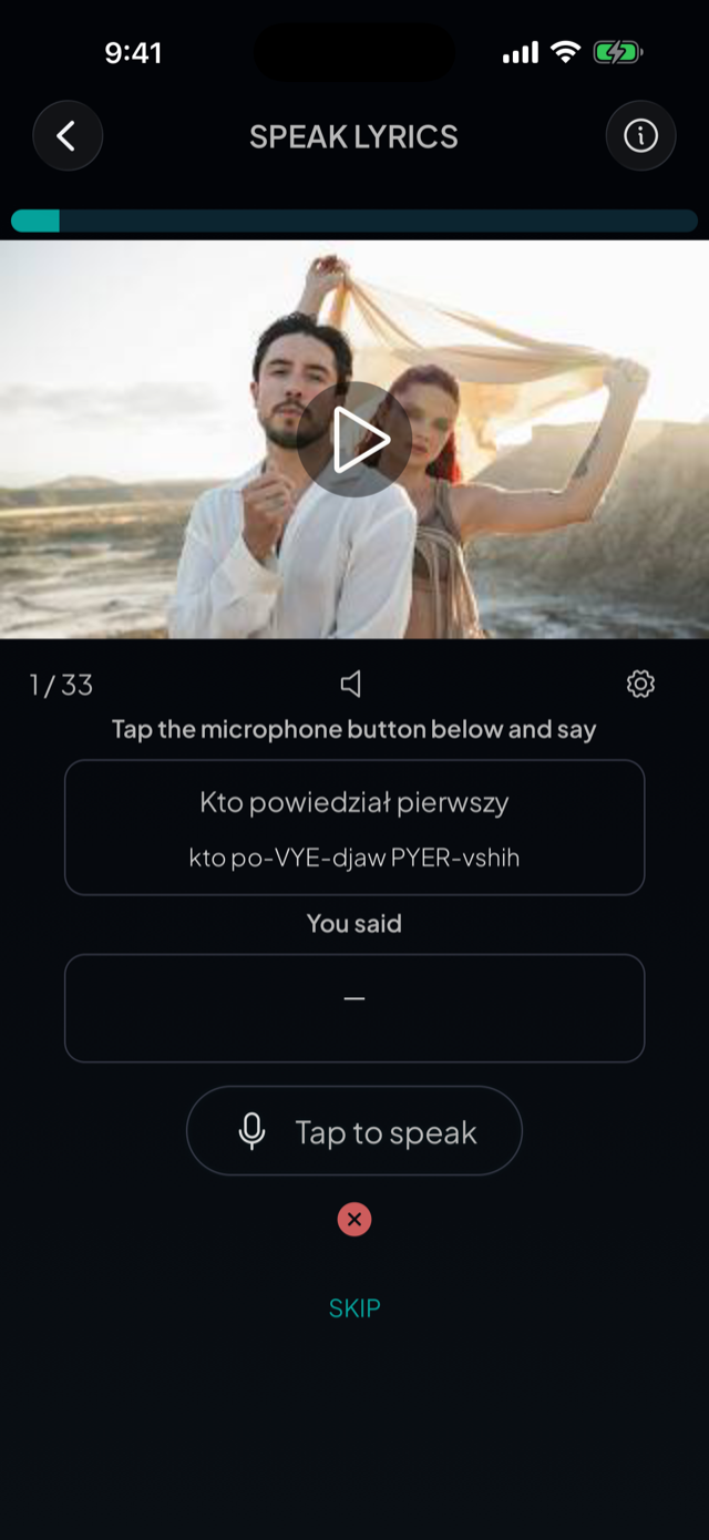 lyricfluent learn Polish with music speak-lyrics screenshot