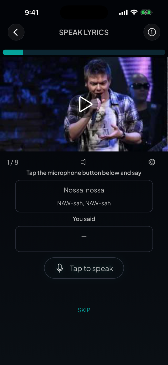 lyricfluent learn Portuguese with music speak-lyrics screenshot