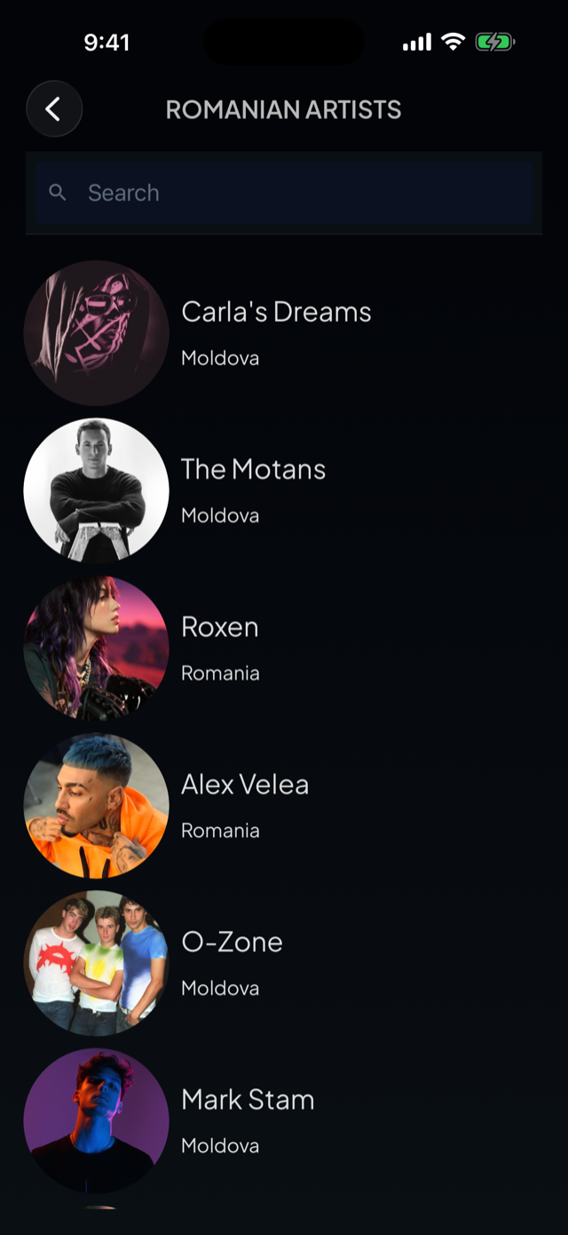 lyricfluent learn Romanian with music browse-artists screenshot