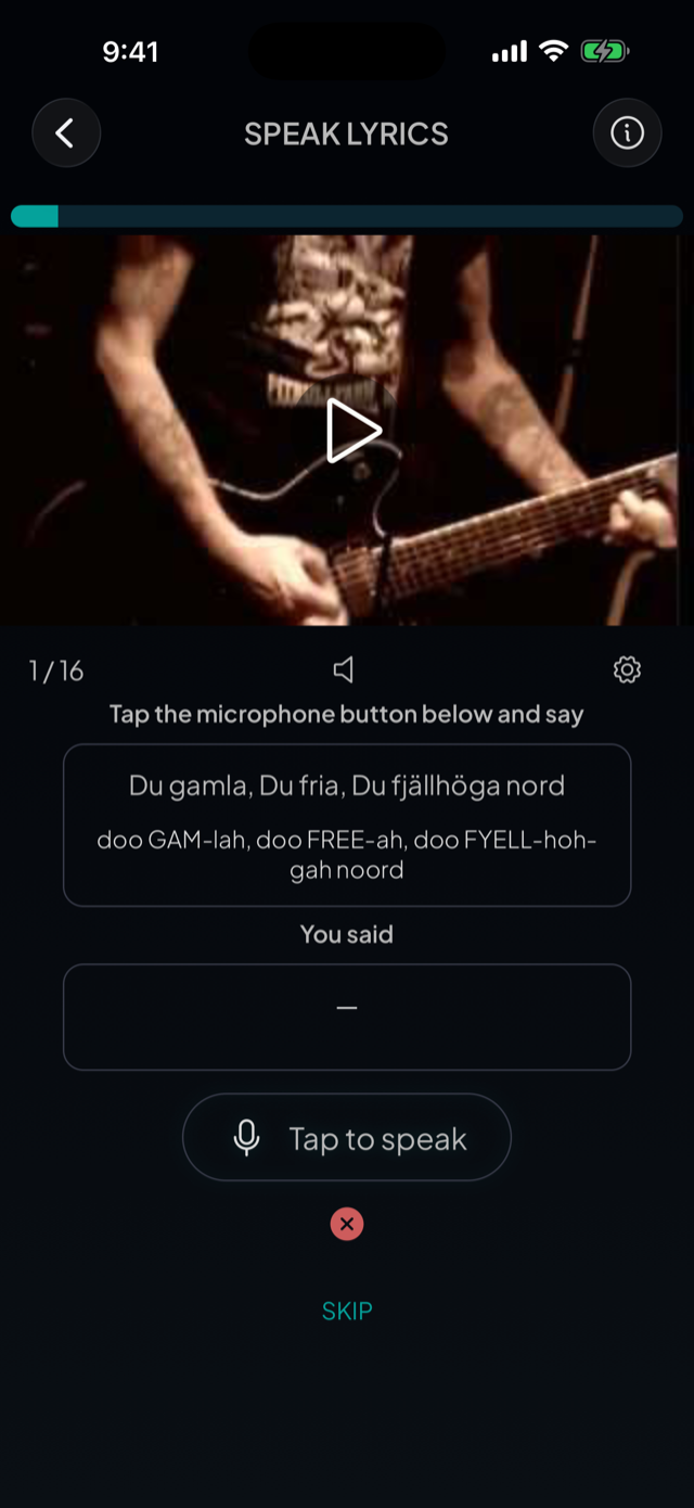 lyricfluent learn Swedish with music speak-lyrics screenshot